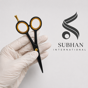 Ciseaux à cheveux professionnels SUBHAN, 5,5 pouces, en acier inoxydable, ciseaux de barbier manuels pour salons de beauté avec vis dorée - Product Image 1