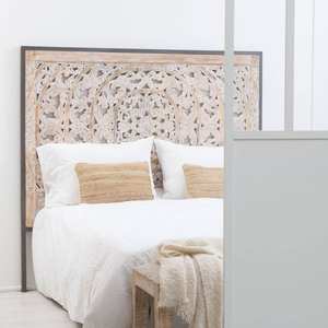 Cabecero de cama Vandana Vista Radiant de madera de mango blanqueada - Product Image 1