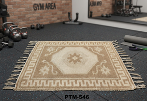 พรมออกกำลังกายทรงสี่เหลี่ยมผืนผ้า ทำมือจากผ้าฝ้าย รุ่น PTM-546 ทอแบบเรียบ ด้านหลังแบบกลับด้านได้ สไตล์โมเดิร์น ความหนาปานกลาง ซักได้ พกพาสะดวก - Product Image 1