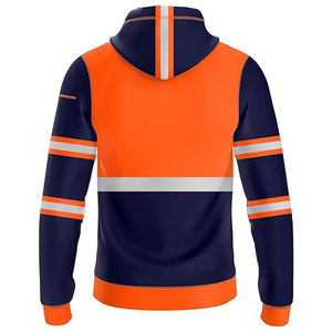 เสื้อฮู้ดมีฮู้ดแบบมีซิป สีส้มแบบกำหนดเองได้ พร้อมแถบสะท้อนแสงสีเทาแบบสองชั้น มองเห็นได้ชัดเจน - Product Image 4