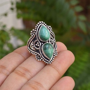 Malachite <b>Silver</b> <b>Ring</b> <b>925</b> Sterling <b>Silver</b> Handmade Jewelry Elegant Statement <b>Ring</b> for Her Gift for Women - Product Image 4
