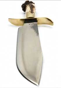 Couteau à trancher à lame fixe avec manche en corne de cerf artisanal, garde-main en laiton, couteau utilitaire en acier forgé à haute teneur en carbone - Product Image 5