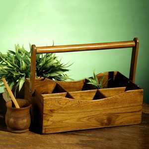 Decorative Wooden Cutlery Caddy Multipurpose <b>Kitchen</b> <b>Storage</b> Organizer - Product Image 4