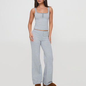 Conjunto Deportivo para Mujer, Top Deportivo Sólido, Pantalones Acampanados para Entrenamiento, Ropa Deportiva, 2 Piezas, Sin Mangas, Secado Rápido - Product Image 3