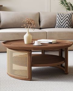 Table basse ronde en bois légère et portable de style nordique moderne avec plateau en panneau durable et écologique pour salon - Product Image 3