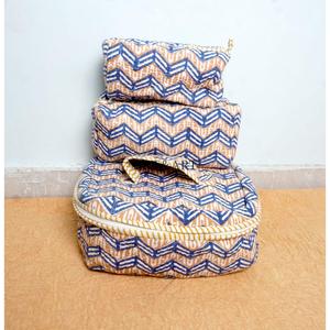 Juego de 3 Bolsas de Aseo Acolchadas de Algodón Estampado Indio, Neceser, Estuche de Afeitado, Estuche de Maquillaje de Viaje, Bolsas y Estuches para Cosméticos - Product Image 2