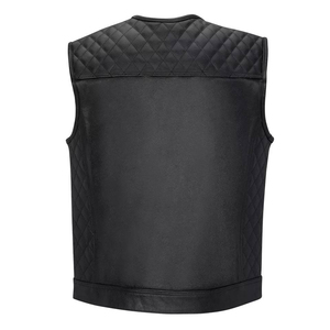 Material Comfortable Fit Biker Casual Outdoor Wear OEM Custom <b>Men</b> <b>Leather</b> <b>Vest</b> PU <b>Leather</b> Waistcoat Zip Front Durable - Product Image 2