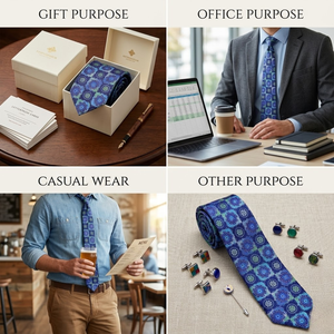 Corbata de Seda Premium con Diseño Floral Geométrico Azul para Hombre, Corbata de Diseñador de Lujo |   Ropa Formal para Bodas y Negocios |   Estilos de Exportación India 2026 - Product Image 5