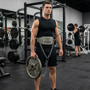 Reinforced Dip <b>Belt</b> with Metal <b>Chain</b> for Bodybuilding Cross Training and Home Gym Workouts Gear Premium Training. - Product Image 3
