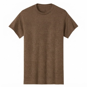 T-shirt uni tricoté à manches courtes et col rond 100 % coton, impression en relief sur le devant, style chinois, coupe ample, respirant, anti-boulochage - Product Image 1