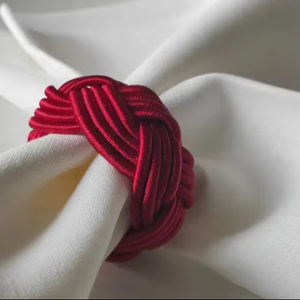 Anneau de serviette de Noël en corde, anneaux de serviette noués faits à la main et colorés, porte-serviettes rustique - Product Image 1