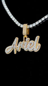 Bling VVS Moissanite Lettre Pendentif Hiphop Deux Tons Blanc Et Or Rose Plaqué Nom Glacé 925 Argent Pendentif Personnalisé - Product Image 4