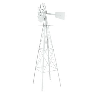 Grande Mulino a Vento Decorativo in Metallo Bianco Resistente alle Intemperie per Giardini e Spazi Esterni - Product Image 1