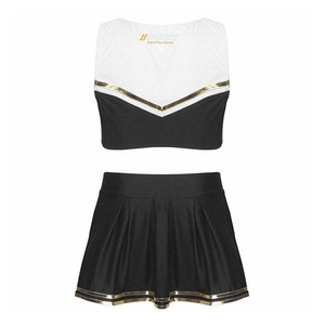 Ensembles d'uniformes de cheerleading personnalisés pour filles et adultes, avec logo frontal imprimé par transfert thermique, pour équipes et compétitions, couleurs variées, hauts et shorts 100% coton - Product Image 4