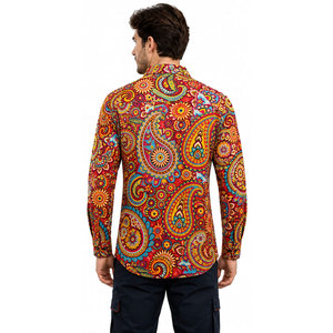 เสื้อเชิ้ตแขนยาวลายเพสลีย์สำหรับผู้ชาย ผ้าโพลีเอสเตอร์ พิมพ์ลายแบบซับลิเมชั่น แฟชั่นสำหรับทำงาน ดีไซน์สวมใส่สบาย - Product Image 5