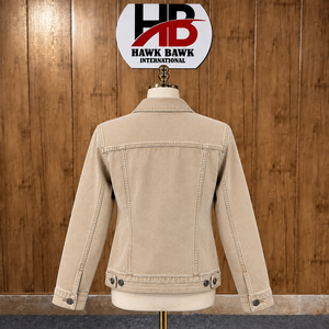 Custom <b>Women</b> Multi Pocket Denim <b>Jacket</b> Casual Embroidered Turn-down Collar <b>Heat</b>-Transfer Printed Logo Front Knitted Autumn - Product Image 2