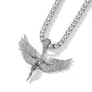 Collier Pendentif Aigle en Moissanite, Oiseau Ailé, Bijou Statement Pavé, Cadeau de Luxe, Mode Homme Femme, Collier Animal Givré - Product Image 1