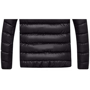 Vestes d'hiver rembourrées en duvet léger et chaud, à bas prix, avec logo personnalisé, en nylon noir, à capuche, pour hommes, femmes et enfants - Product Image 6