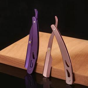 Navaja de barbero con logotipo personalizado OEM, de filo recto, plegable, de acero inoxidable, equipo profesional para salón, navaja de afeitar. - Product Image 2