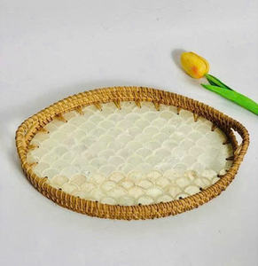 Bandeja Decorativa de Ratán para Mesa de Centro, Decoración del Hogar y Organización Interior Moderna - Product Image 1