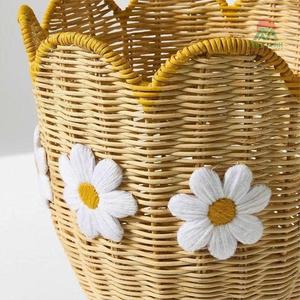 Cesta de Almacenamiento Multiusos Vintage Ecológica de Bambú con Diseño de Margarita - Product Image 4