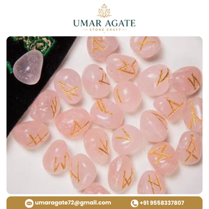 Ensemble de 25 pierres de divination en quartz rose naturel, runes des sorcières sculptées, cadeau spirituel - Product Image 3