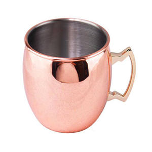 Mug en cuivre Moscow Mule de 18 oz, à double paroi, avec revêtement en acier inoxydable, tasse à cocktail, mug à bière en métal, mug à boire martelé plaqué cuivre - Product Image 1