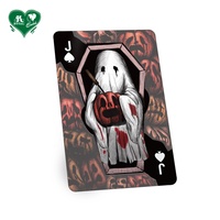 Cartes à Jouer Personnalisables pour Halloween avec Logo, Design Cercueil Secret de Jack-O'-Lantern Imprimé Brillant, Cartes Transparentes