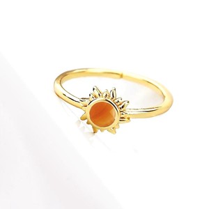 Wholesale 6 MM Natural Carnelian Gemstone Sunburst <b>Rings</b> - Gold Plated <b>Adjustable</b> <b>Ring</b> for Women Jewelry - Product Image 1