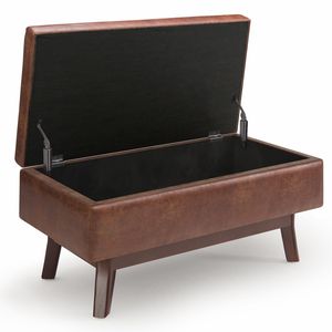 Owen <b>Small</b> Distressed Saddle Brown Rectangular Storage Ottoman <b>Stools</b> & Ottomans - Product Image 5