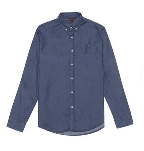 <b>Men's</b> Light Blue Denim Shirt Button Down Collar Full Sleeve Casual Regular Fit 100% Cotton Breathable All Seasons - Product Image 4