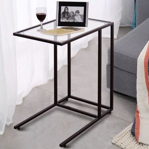 Tavolino Pieghevole in Legno Massello con Piano in Vetro, Elegante Arredamento per Soggiorno - Product Image 1