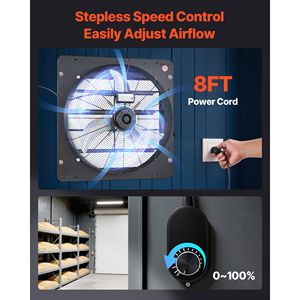 Ventilatore di Scarico a Parete da 24 Pollici con Controllo Velocità Variabile, Ventilazione Soffitta 4800 CFM, Acciaio Resistente per Hotel - Product Image 6