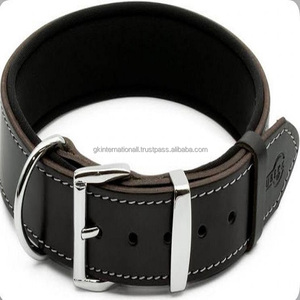 Collar de perro de cuero elegante hecho a mano de estilo vintage en 3 colores vibrantes costuras de borde duraderas y herrajes ajustables de latón de níquel - Product Image 4