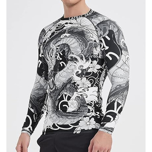 Custom Men Long Sleeve Rash Guard <b>Compression</b> <b>Shirt</b> Graphic Print UV Protection Quick Dry Wholesale - Product Image 4