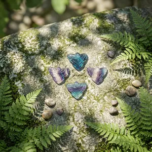 Mugalart – fleur sculptée à la main en fluorite naturelle, 28x30mm, pierre précieuse lâche, irisée, bleu, vert, violet, polie, pour la fabrication de bijoux - Product Image 6