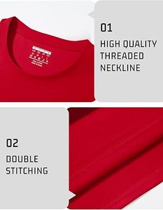 เสื้อยืดคอกลมแขนสั้นผู้ชายแบบลำลองทรงปกติสีทึบสีแดง 2027 - Product Image 5