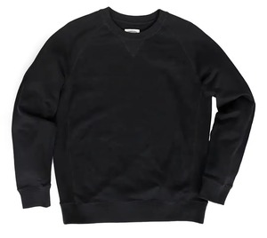 เสื้อสเวตเชิ้ตคอกลมสีดำล้วนแบบขายส่ง ผ้าคอตตอนผสมทรงโอเวอร์ไซส์ แขนเสื้อแบบอเมริกันแร็กแลน ไม่มีลาย - Product Image 2