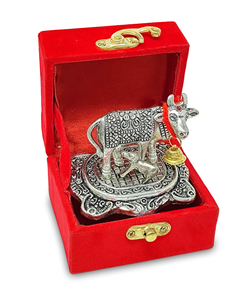 Figurine de vache et de veau plaquée argent, idole animale en métal, ornement décoratif pour la maison, cadeau - Product Image 2