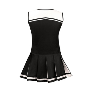 Conjunto de Uniforme de Porristas para Adultos, Vestido Blanco y Negro, Pompones, Lazos, Calcetines, Logotipo Personalizado - Product Image 2
