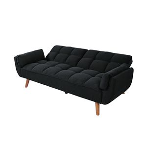 Divano Letto Convertibile da 75 Pollici con Braccioli Svasati, Reclinabile, in Pelle, Sezionale, Pieghevole, Senza Braccioli, Rivestimento in Pelle, Imbottitura in Schiuma per Soggiorno - Product Image 3