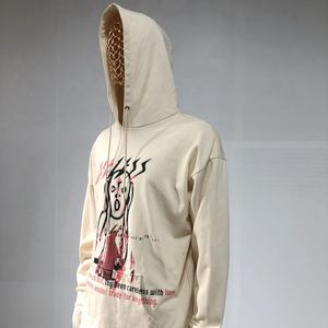 Sweat à capuche surdimensionné unisexe de haute qualité en éponge française bleue personnalisable avec logo brodé en coton lourd Streetwear pour hommes - Product Image 4