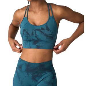 Soutien-gorge de sport sans couture pour femme, couleur turquoise, avec dos à lanières, respirant, pour yoga, fitness, gym, vêtements de sport, vente en gros, personnalisable OEM ODM - Product Image 4