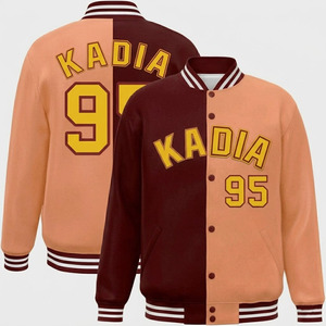 Vintage Spring Streetwear Bomber Jacket Customized Design Loose Fit with Stand Collar and Covered <b>Buttons</b> Men's Varsity Jackets - Product Image 4