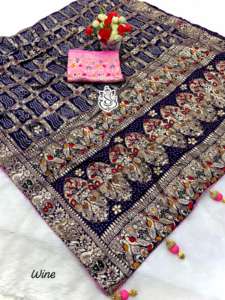 Sari de Seda Dola Suave con Hermoso Trabajo de Zari y Gota, Absorbe la Humedad, Sin Arrugas, para Fiestas Tradicionales, con Borlas Grandes en el Pallu - Product Image 4