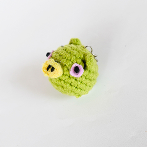 Handmade Crochet Pig Keychain Knitted Green Piglet Amigurumi Bag Charm Backpack Pendant Pure Art Setup Handcrafted <b>Key</b> <b>Ring</b> Gift - Product Image 2
