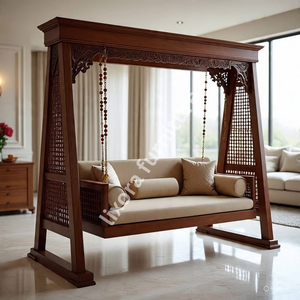 Lixora Balançoire d'intérieur en bois massif artisanale de luxe, sculptée, style Maharaja Jhoola pour salon - Product Image 6