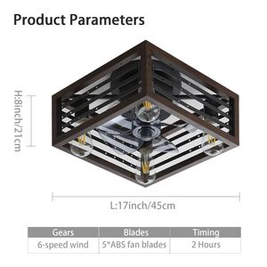 พัดลมเพดานขนาด18นิ้วพร้อมไฟและรีโมทคอนโทรลที่ใช้ได้กับแอป - Product Image 3