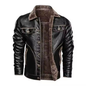Blouson de moto homme en cuir véritable, imperméable et respirant, col montant, coupe moderne, fermeture éclair avant, style classique, idéal pour l'hiver - Product Image 1