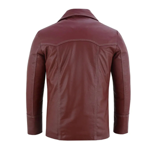 Fall Winter Men's Genuine Leather Jacket with Stand Collar and Front Logo Cow Skin Leather Best Quality - Product Image 5